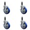 Service Caster 5'' Blue Poly Swivel 1'' Expanding Stem Caster Set with Brake, 4PK SCC-EX20S514-PPUB-BLUE-TLB-1-4 - alternate 1